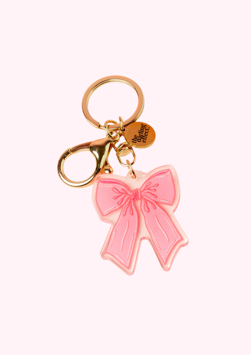 Pink Acrylic Bow Keychain
