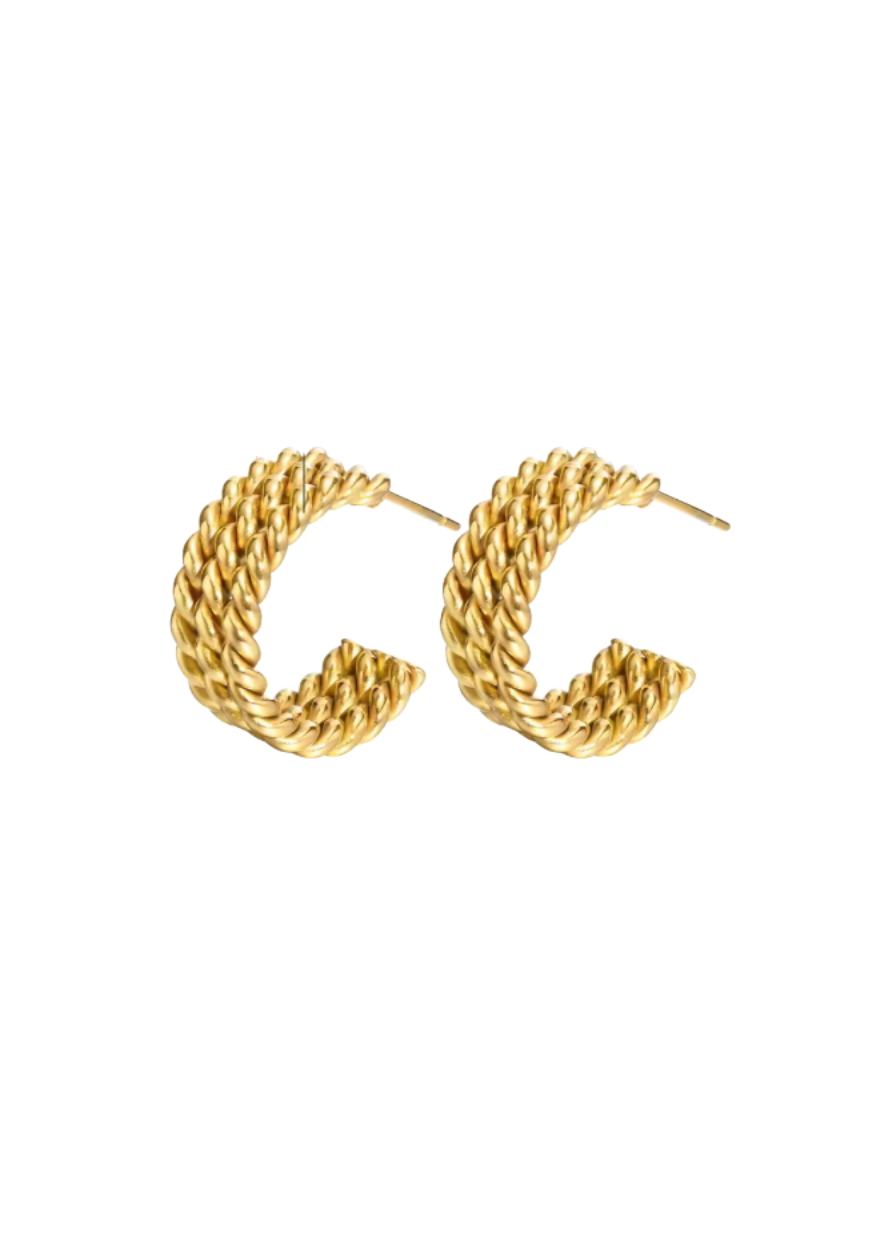 Triple Twisted Gold Hoops