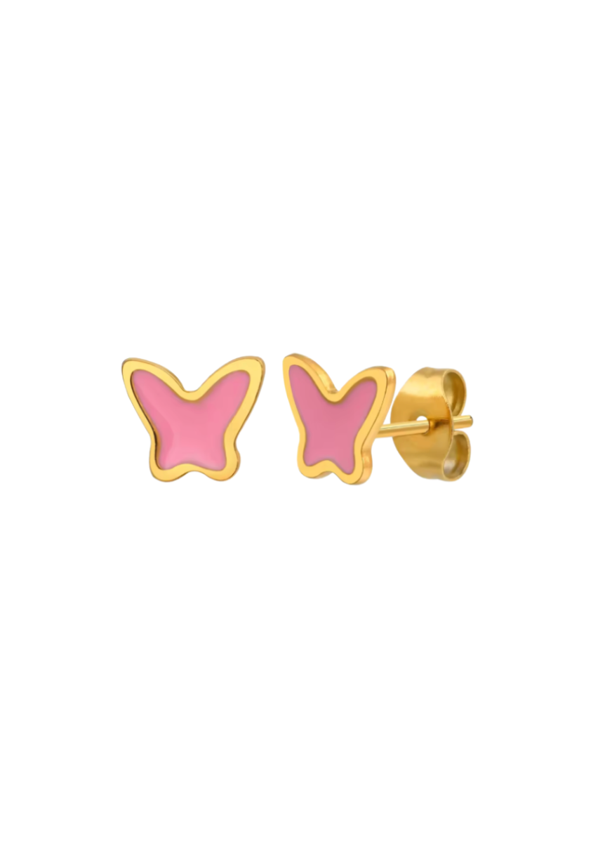 Pink Butterfly Studs