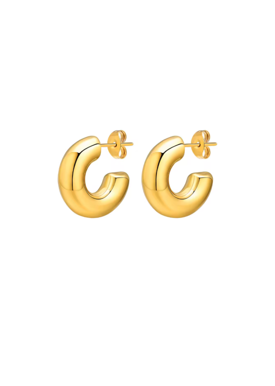 Gold Geometric Chunky Hoops