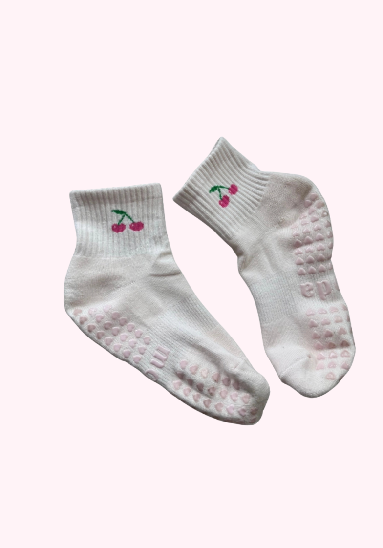 Cherry Pink Grip Socks