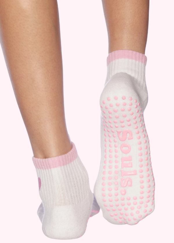 Pink Heart Grip Socks