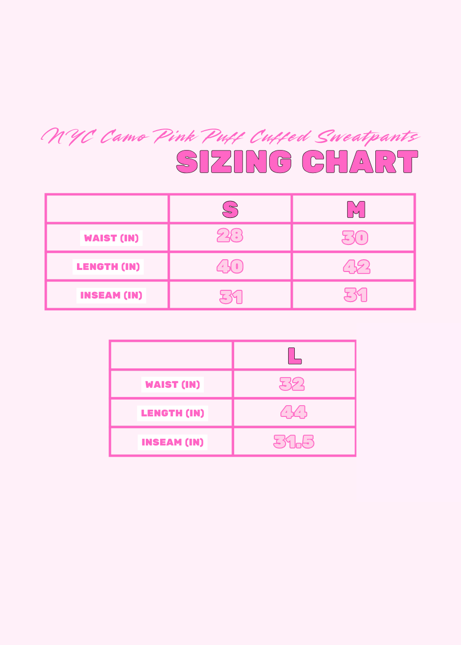 NYC Camo Pink Puff Cuffed Sweatpants