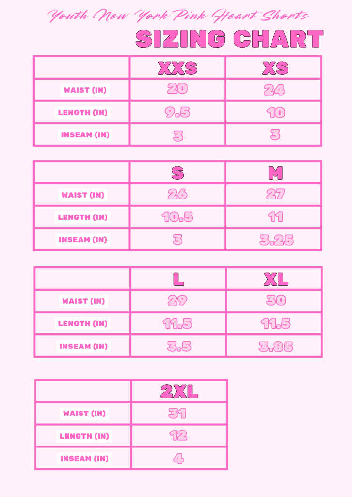 Youth New York Pink Heart Shorts