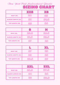 New York Pink Embroidered Hoodie