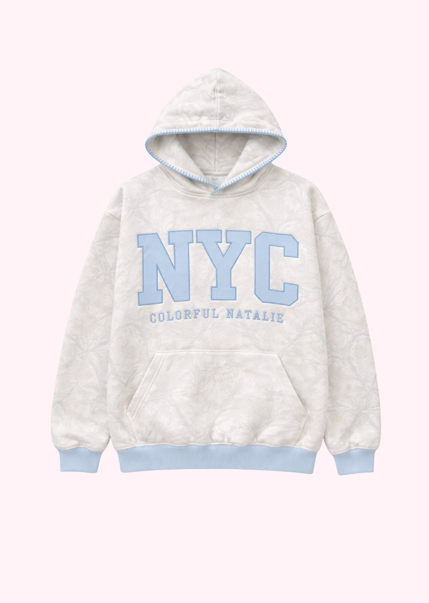 Blue Camo Embroidered NYC Hoodie
