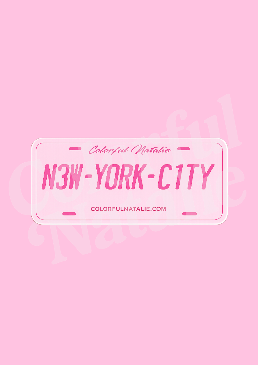 NYC Light Pink Plate Sticker