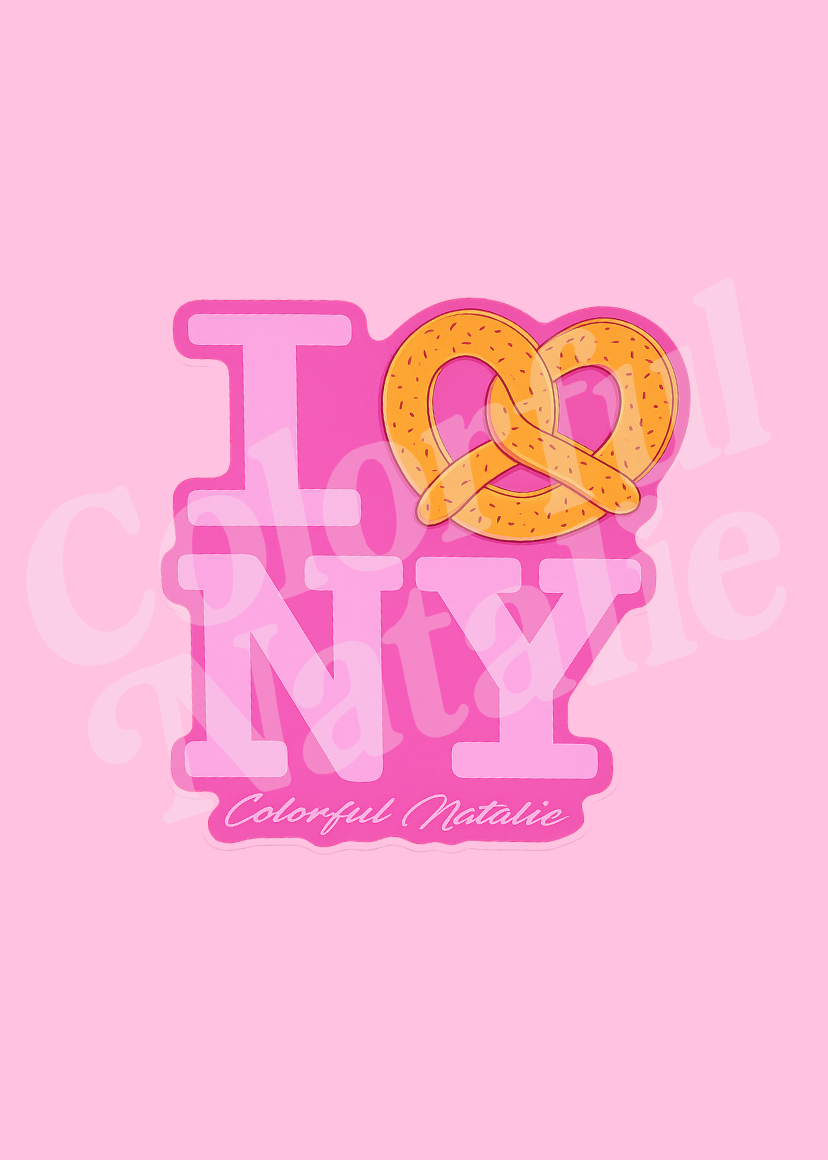 NY Hot Pink Pretzel Sticker