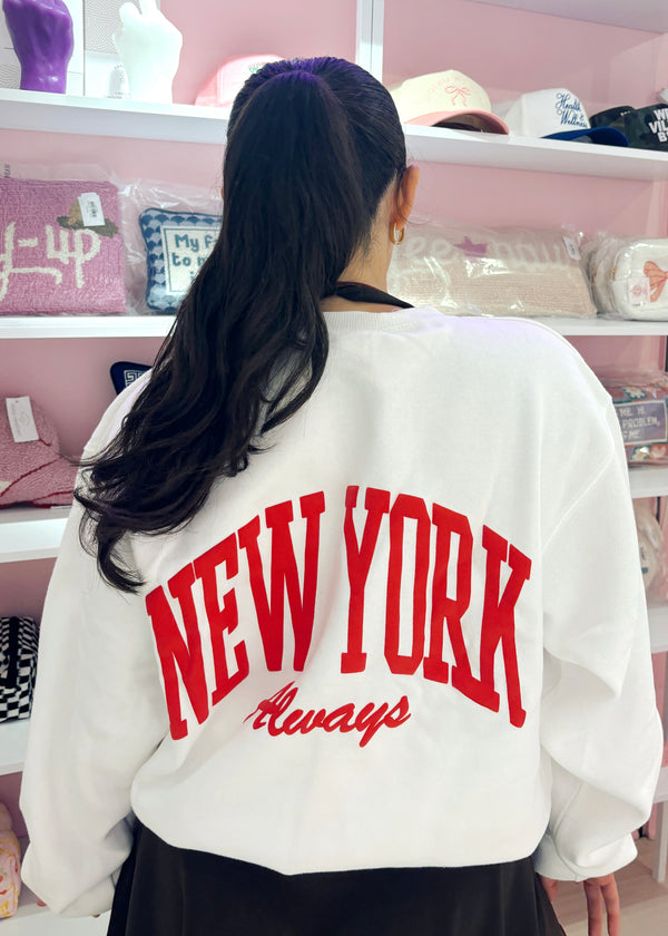 New York Always White Puff Crewneck