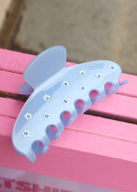 Blue Flower CZ Studded Hair Clip