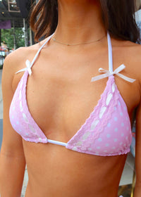 Polly Pink Polka Dot String Bikini Top