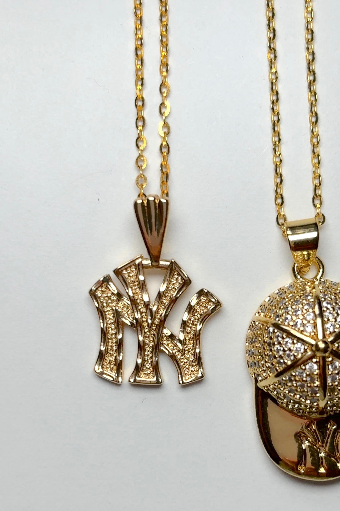 18k Gold NY Baseball Charm Necklace