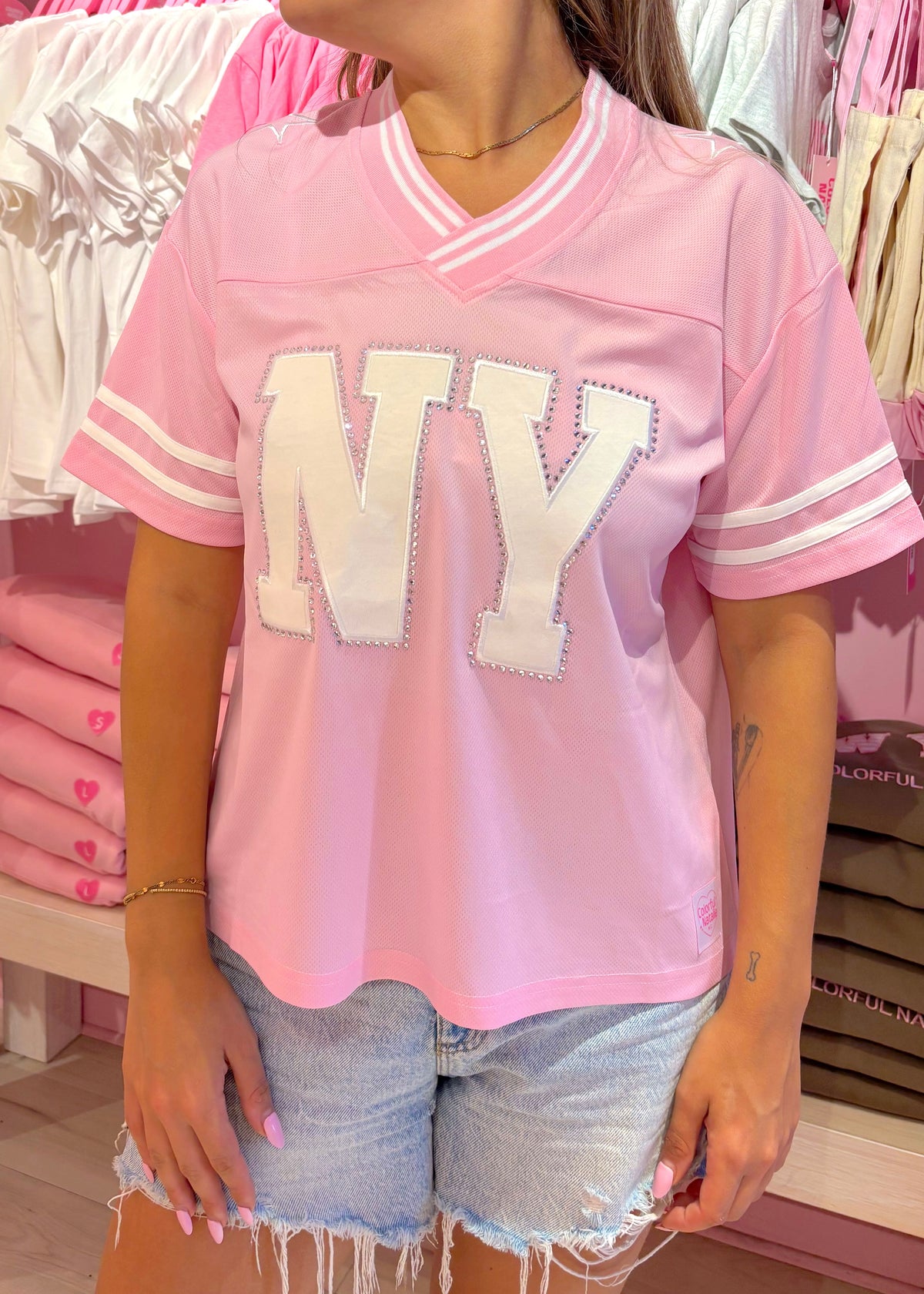 Bleecker Rhinestone Pink Jersey