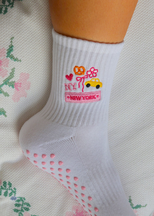 NY Pink Themed Grip Socks