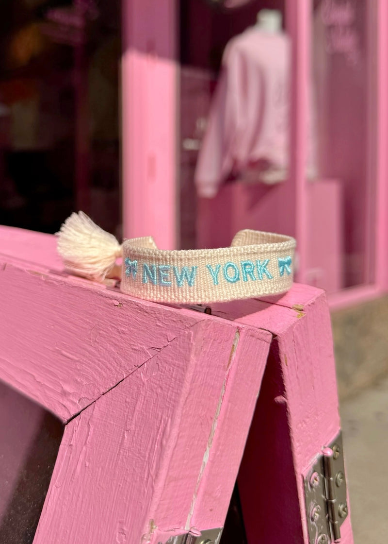New York Blue Embroidered Bracelet