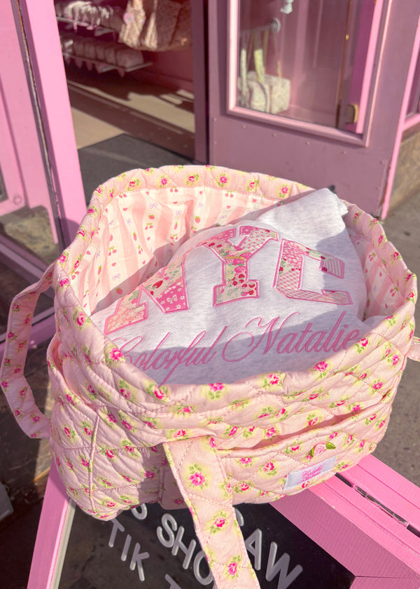 Pink Floral Dream Quilted Tote