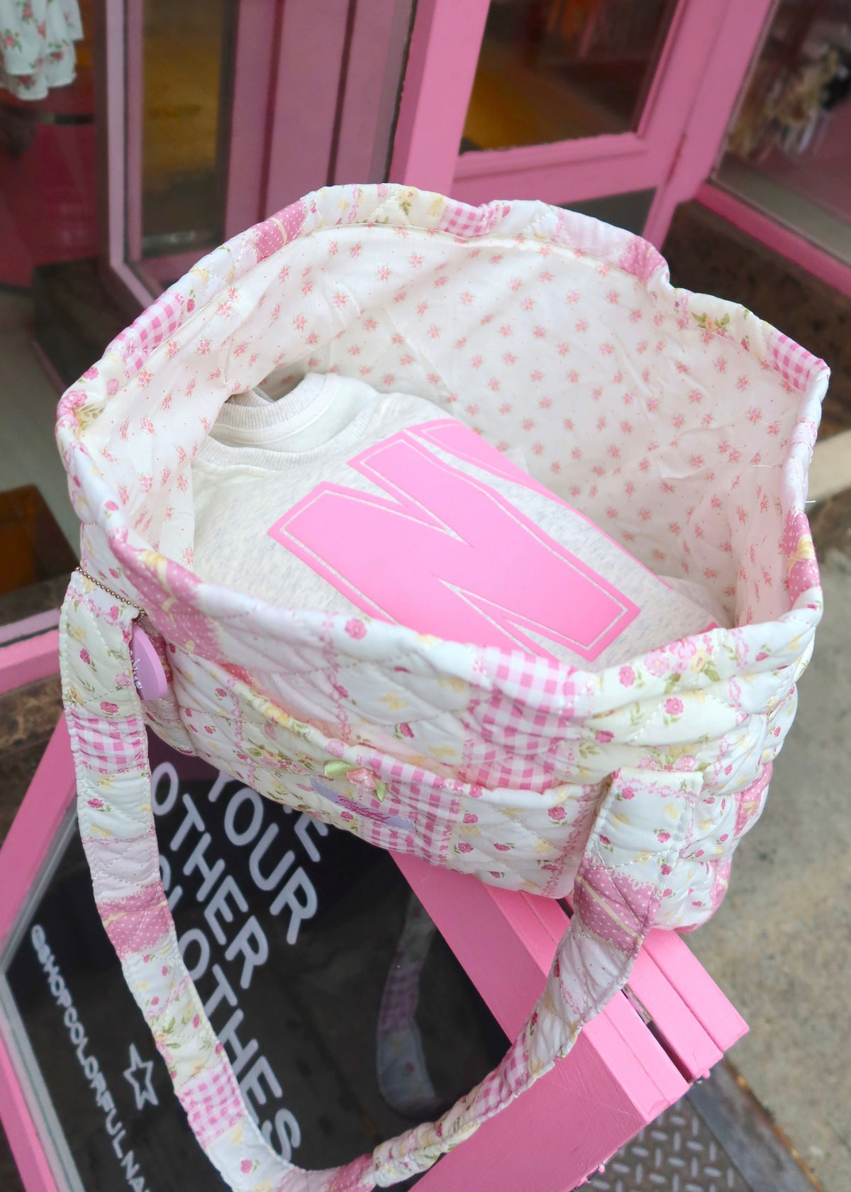 Pink Quilted Patchwork Tote
