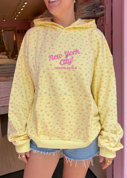 Preorder: New York City Yellow Floral Terry Hoodie