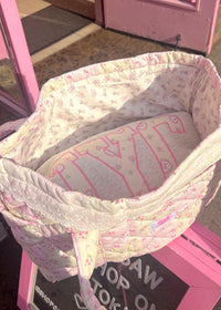 Pink Bows and Flowers Patchwork Tote