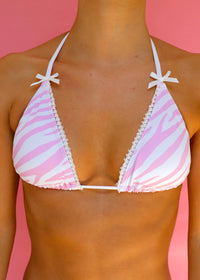 Nicole Pink Zebra String Bikini Top