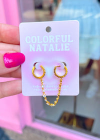 18k Gold Hanging Connected Huggies