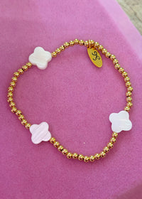 White Clovers 18k Gold Bracelet