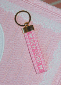 New York Pink Embroidered Keychain