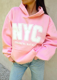 NYC Pink Puff Print Hoodie