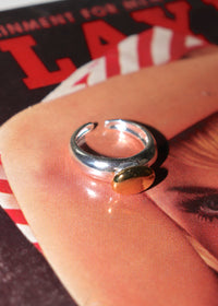 Sterling Silver Gold Button Ring