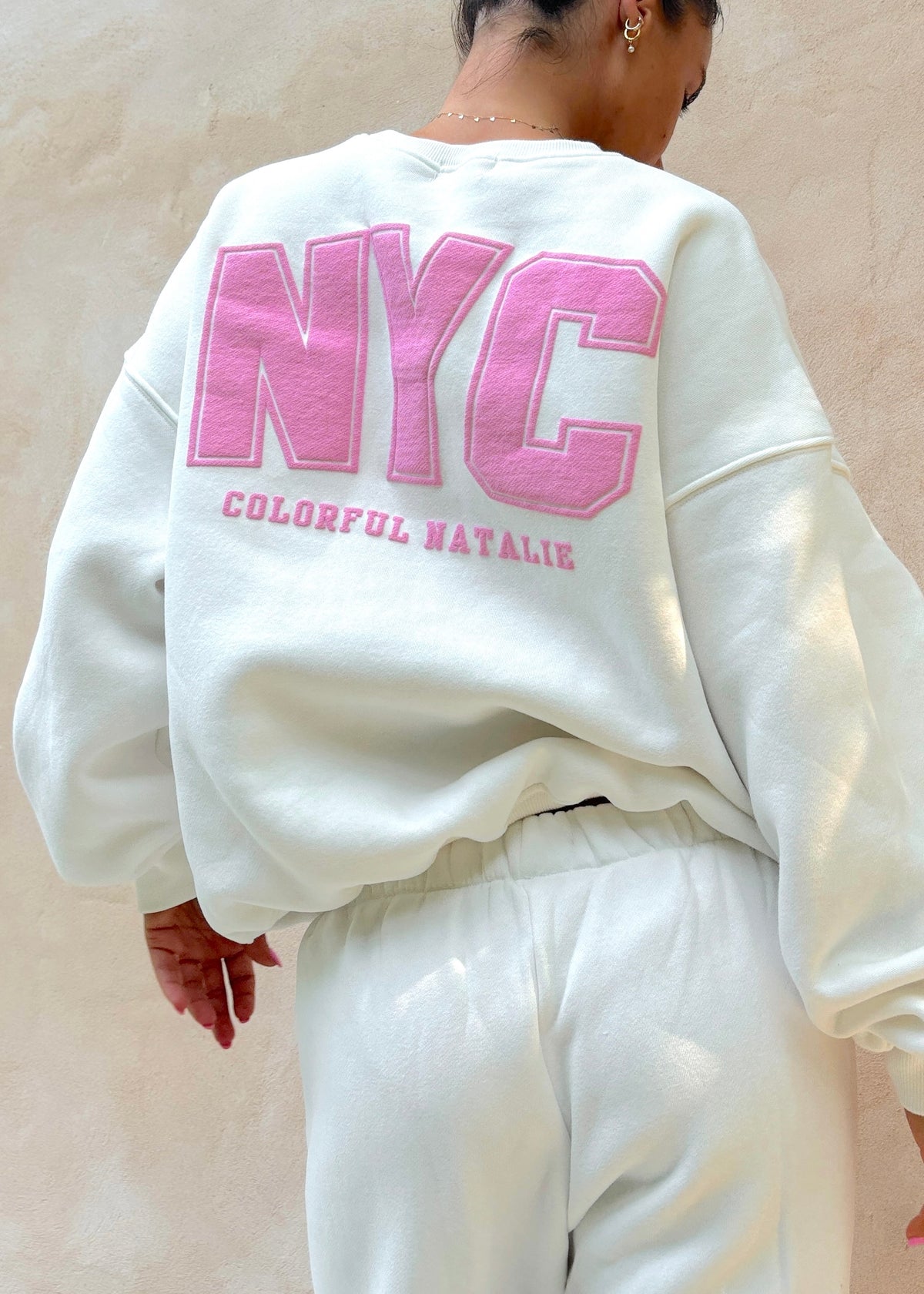 NYC White Puff Print Crewneck