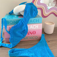 Clara Jacquard Blue Daisy Bikini Set