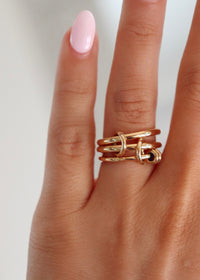 Gold Geometric Hanging Hoops