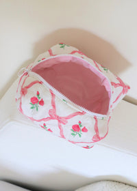 Red Roses and Bows Makeup Bag