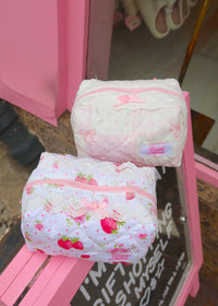 Pink Bow Lace Makeup Bag