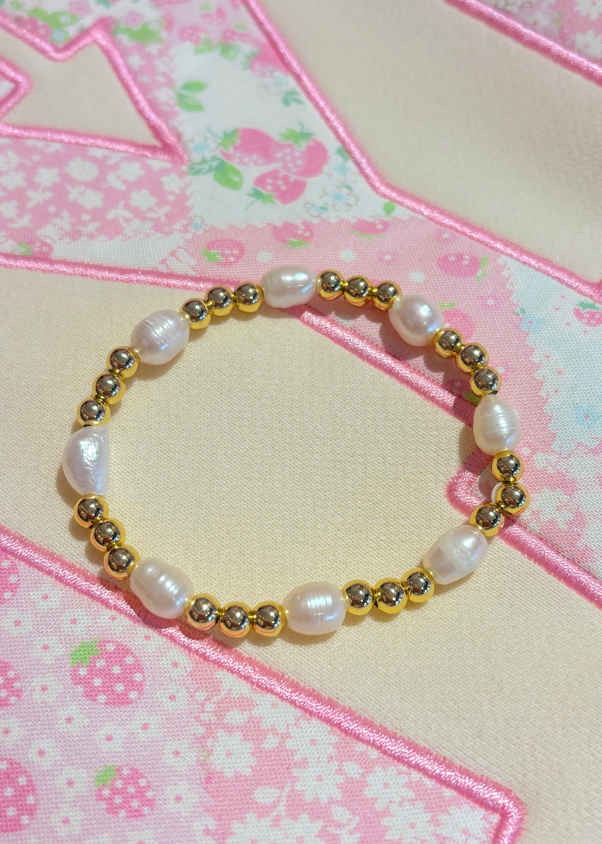 18k Gold Beaded Pearl Bracelet