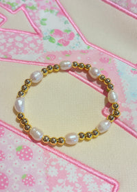 18k Gold Beaded Pearl Bracelet