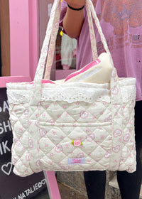 Pink Coquette Lace Tote