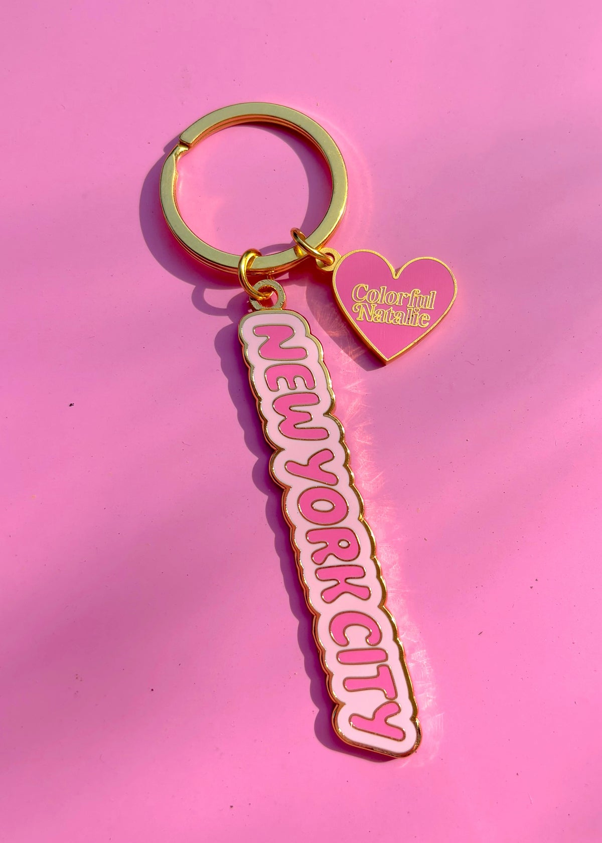 NYC Inner Hot Pink Enamel Keychain