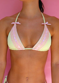 Teagan Pink Lace String Bikini Top