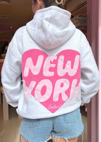 Preorder: New York Heart Grey Puff Hoodie