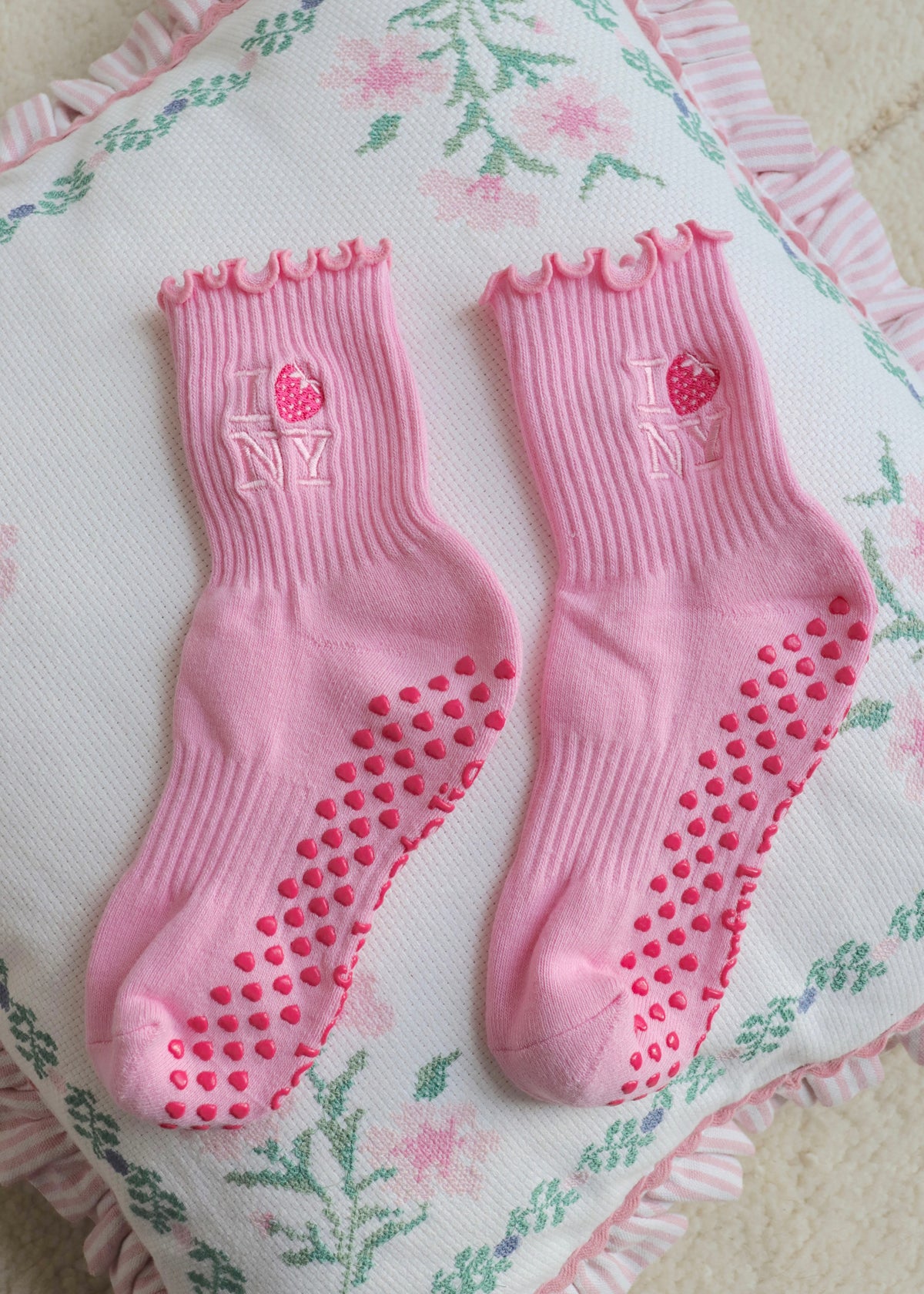 NY Strawberry Grip Socks