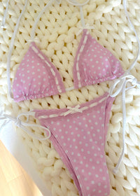 Polly Pink Polka Dot String Bikini Top