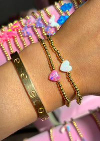 Opal Large Heart 18k Gold Bracelet
