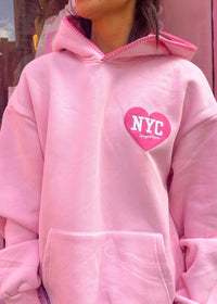 Heart You Pink Embroidered NYC Hoodie