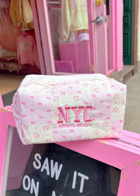 Pink Bows and Flowers Makeup Bag