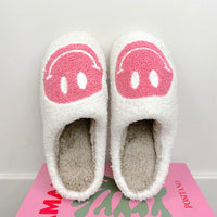Pink Smiley Bolt Slippers