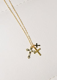 18k Gold Triple Dainty Cross Necklace