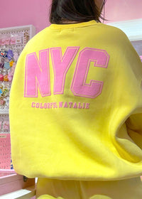 NYC Yellow Puff Print Crewneck