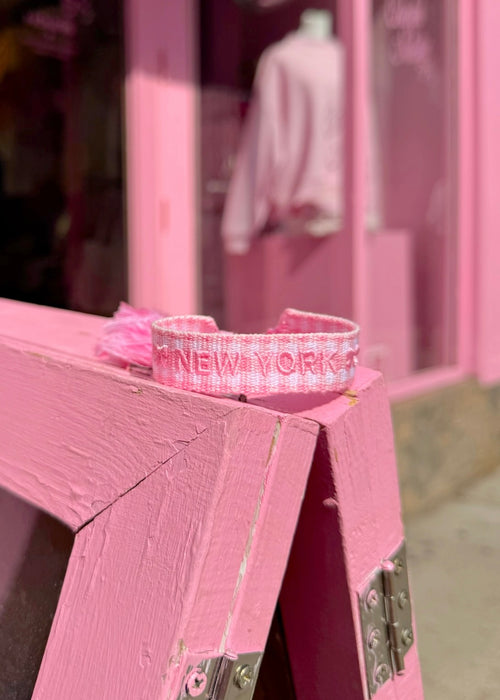 New York Pink Gingham Embroidered Bracelet
