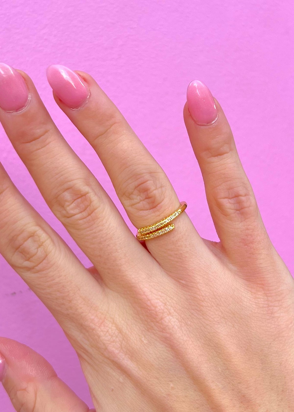 Gold Skinny CZ Twisted Ring